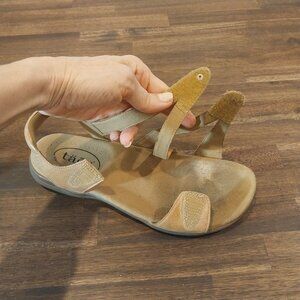 Taos Big Time Sandals Womens 7 Tan Leather Comfort Strappy Flats 20372196 Loop